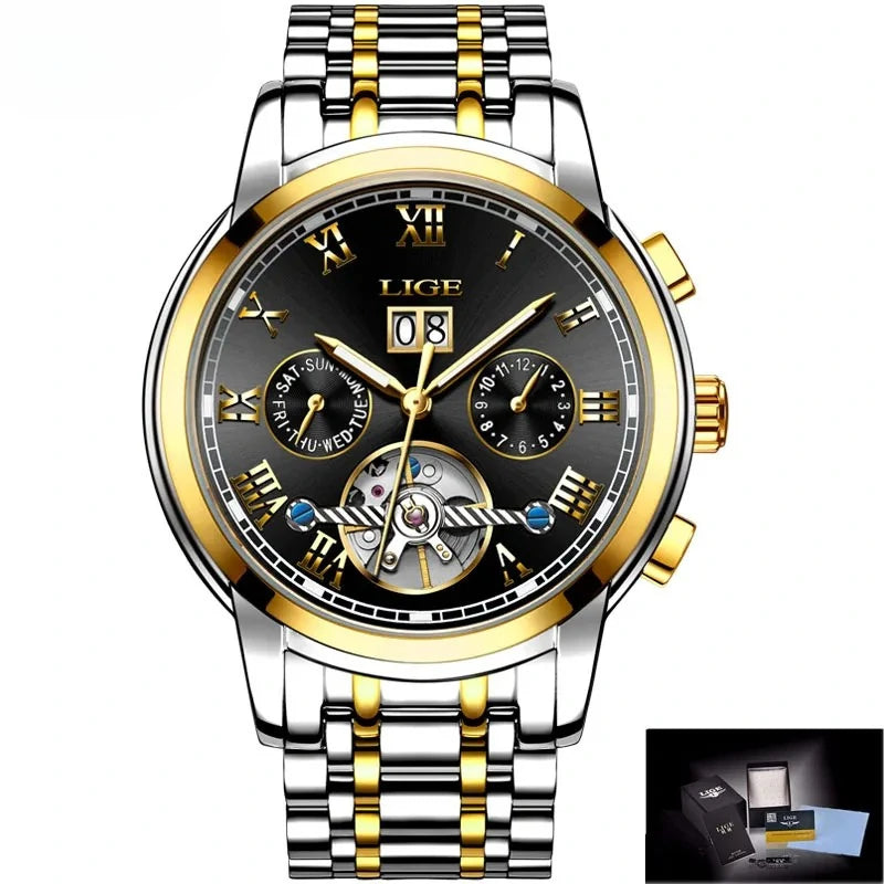 LIGE 6826 Plus – Relógio Luxuoso em Pele