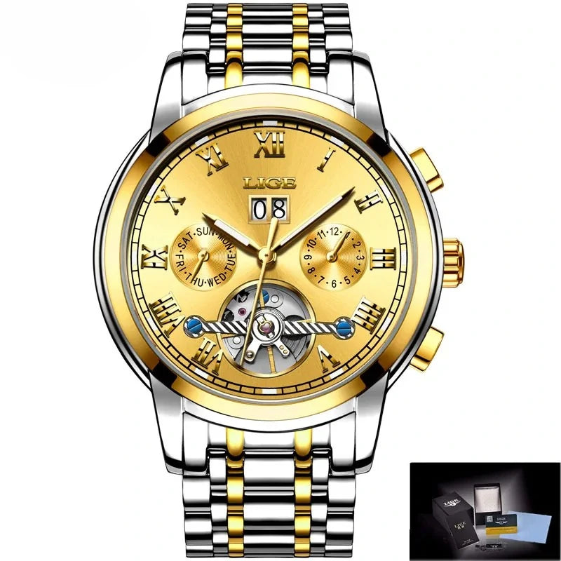 LIGE 6826 Plus – Relógio Luxuoso em Pele