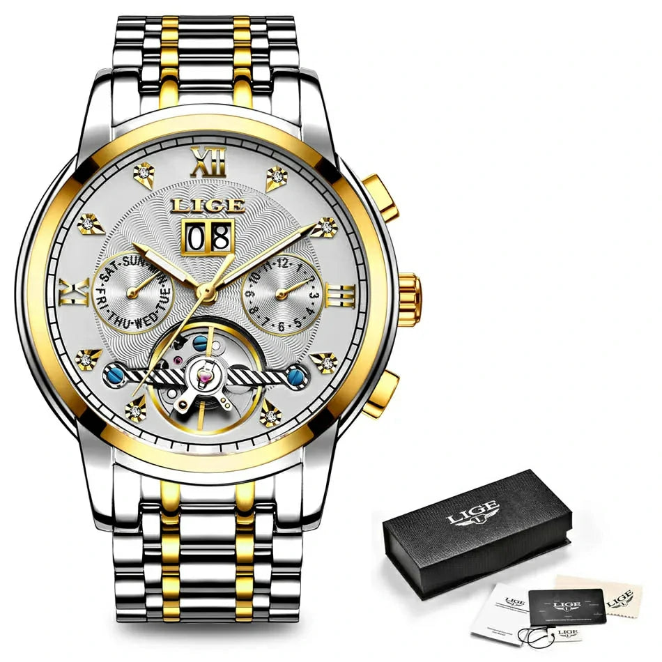 LIGE 6826 Plus – Relógio Luxuoso em Pele