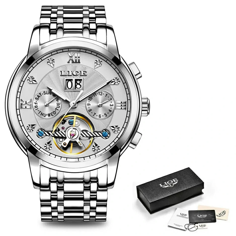 LIGE 6826 Plus – Relógio Luxuoso em Pele